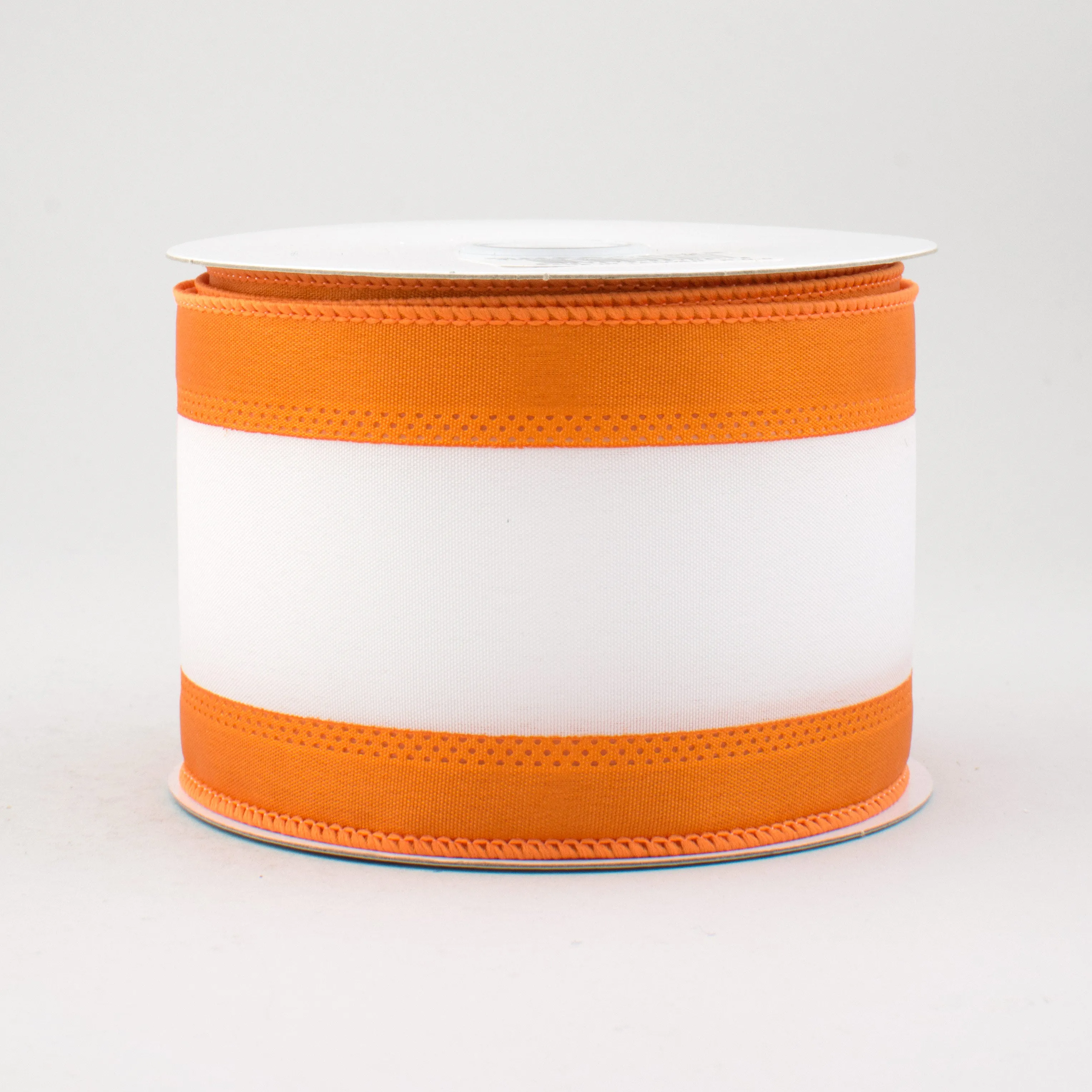 2.5" Satin Team Stripe Ribbon: Burnt Orange & White (10 Yards)