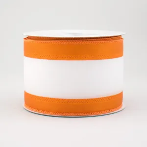 2.5" Satin Team Stripe Ribbon: Burnt Orange & White (10 Yards)