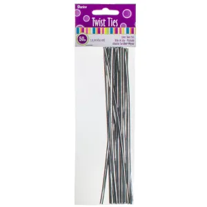 7.25" Metallic Wire Twist Ties: Silver (50)