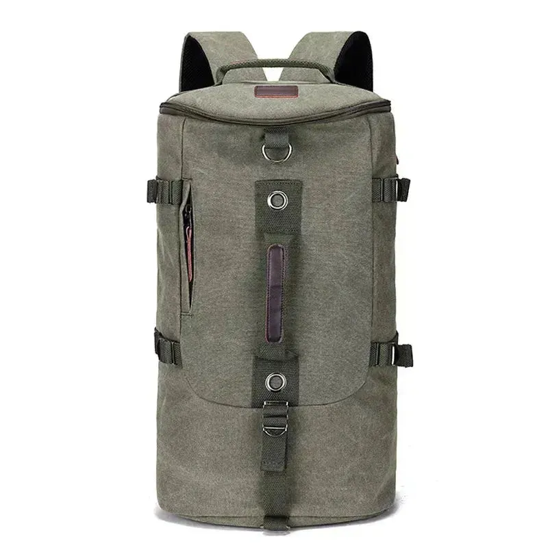 Adventure-Ready Men's Canvas Rucksack Duffle Bag with Shoulder Strap