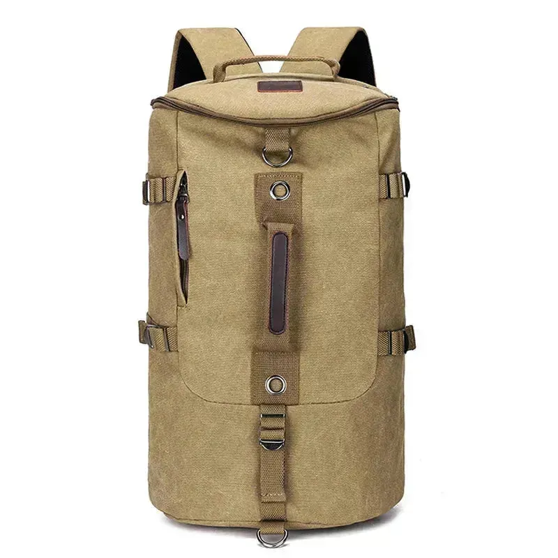Adventure-Ready Men's Canvas Rucksack Duffle Bag with Shoulder Strap
