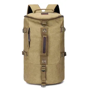 Adventure-Ready Men's Canvas Rucksack Duffle Bag with Shoulder Strap