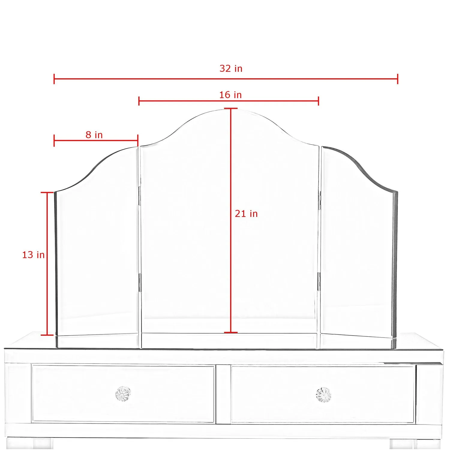 Amaris Mirrored Corner Vanity Set