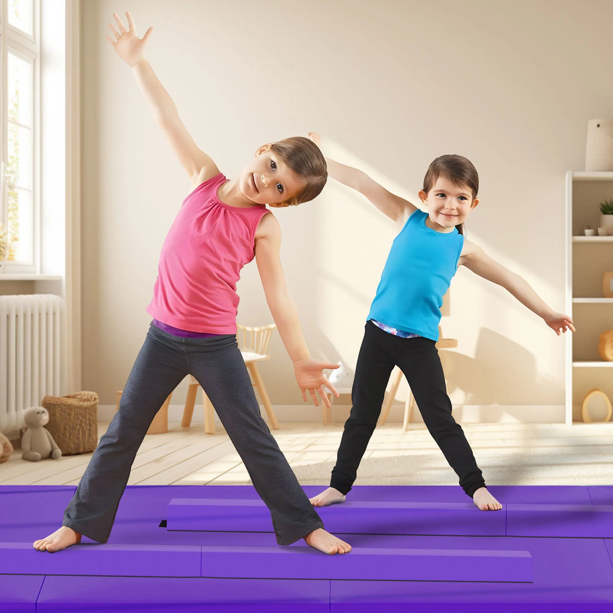 BalanceFrom 9 Foot Folding Balance Gymnastics Floor Beam with Handles, Pink