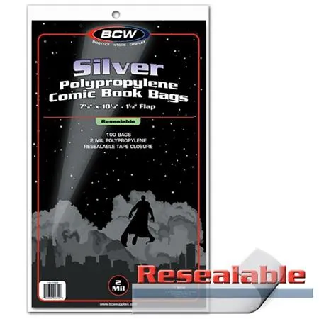 BCW Resealable Silver Regular Comic Bags (Pack Of 100)