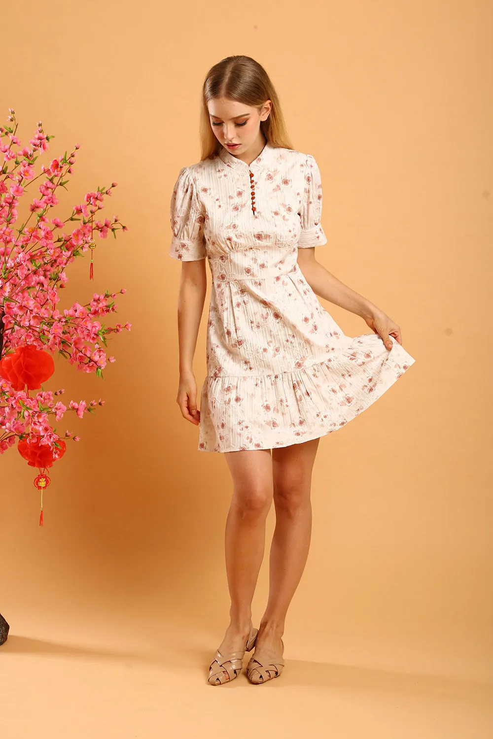 Bevelia Cheongsam in Rose Blush