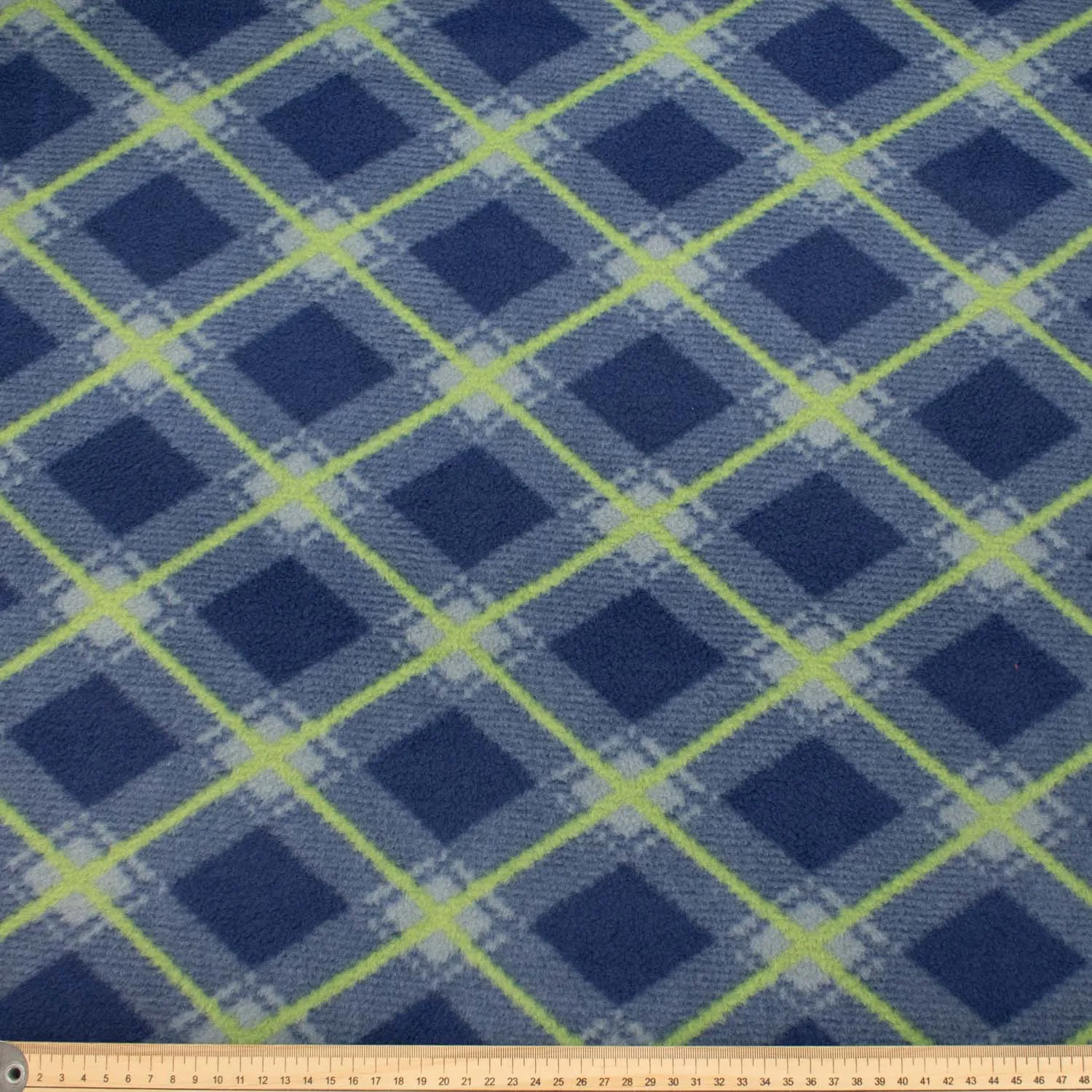 Blue & Yellow Check Printed Polar Fleece Design 204
