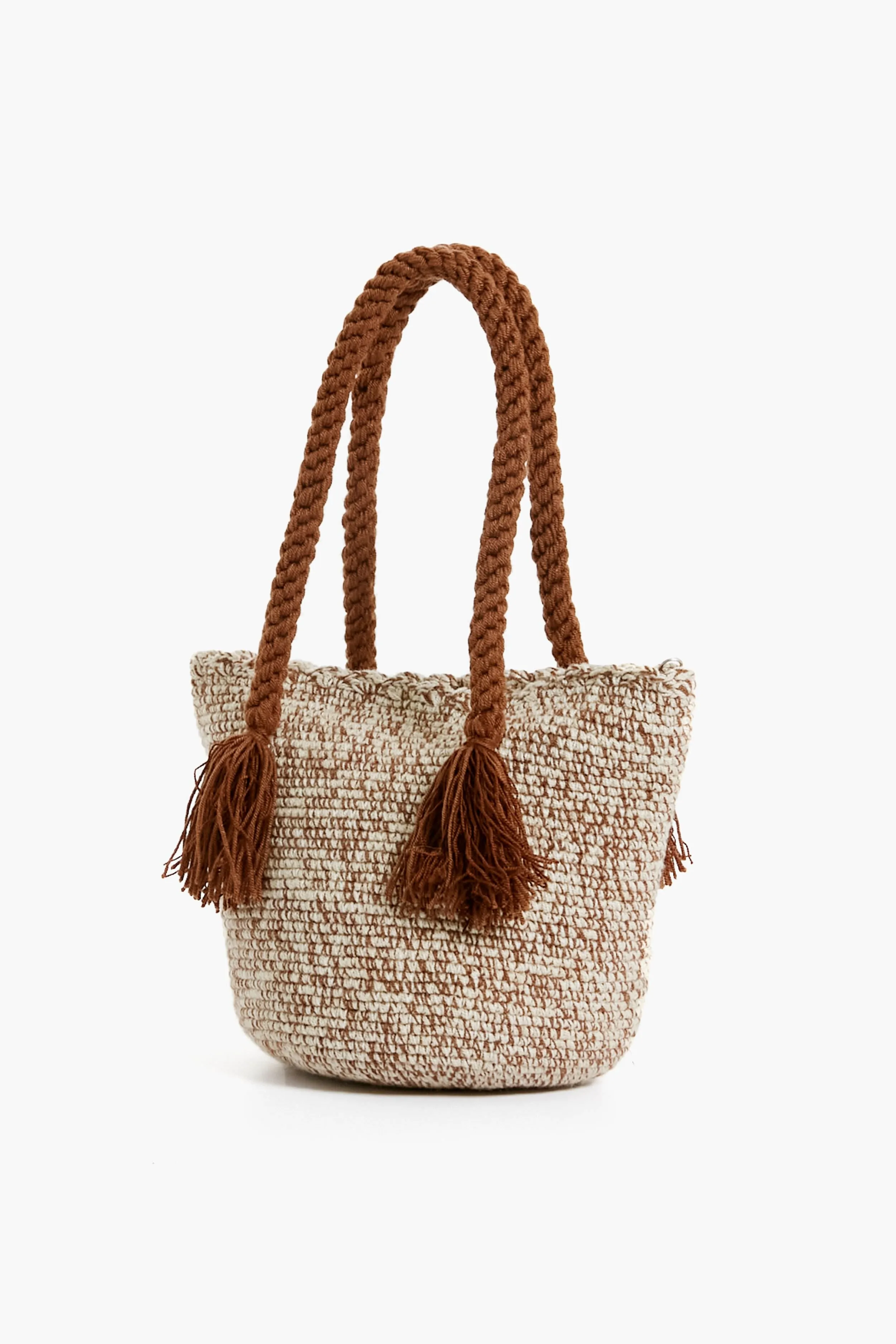 Brown Stripe Mini Tassel Bag