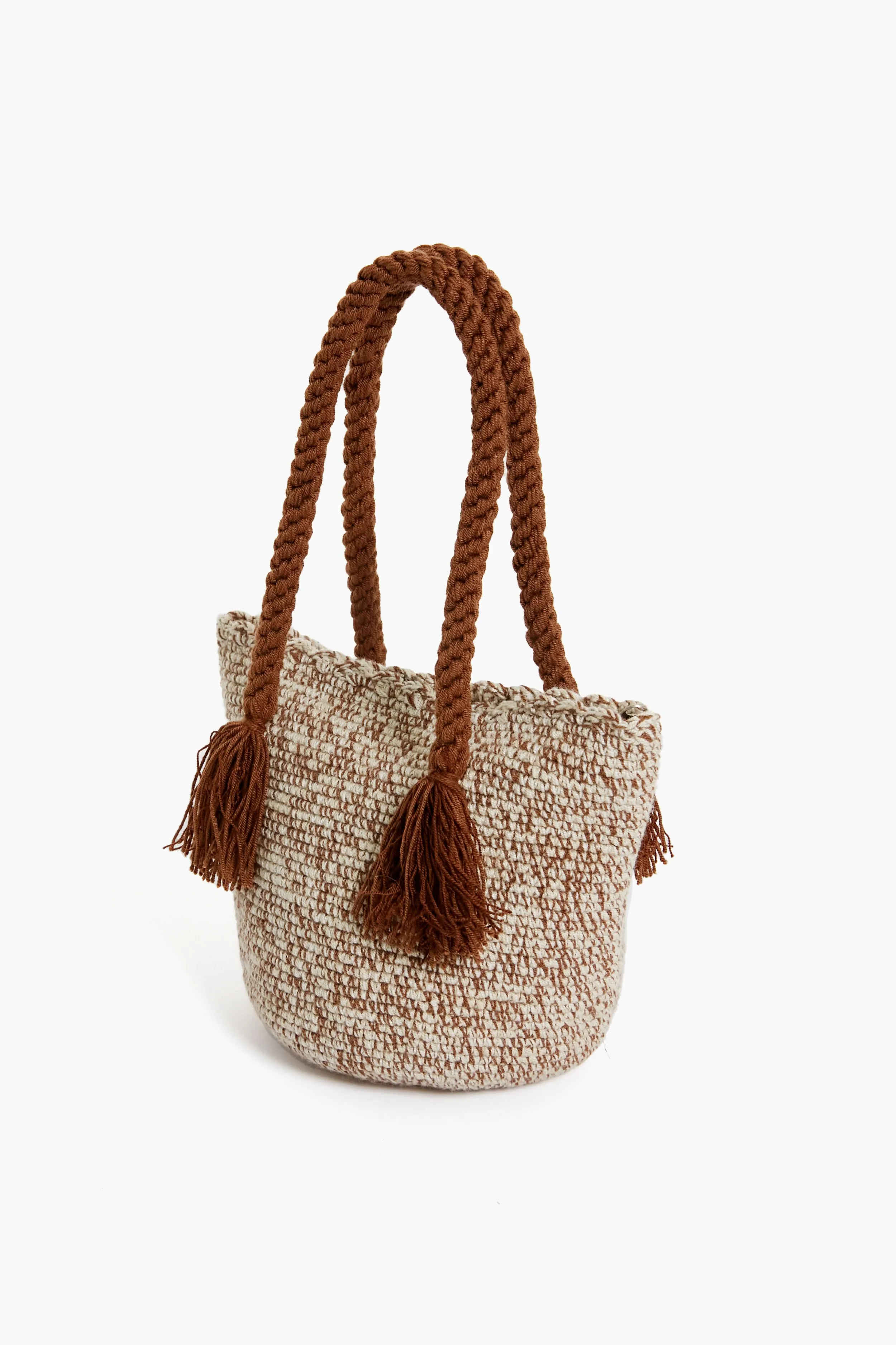 Brown Stripe Mini Tassel Bag