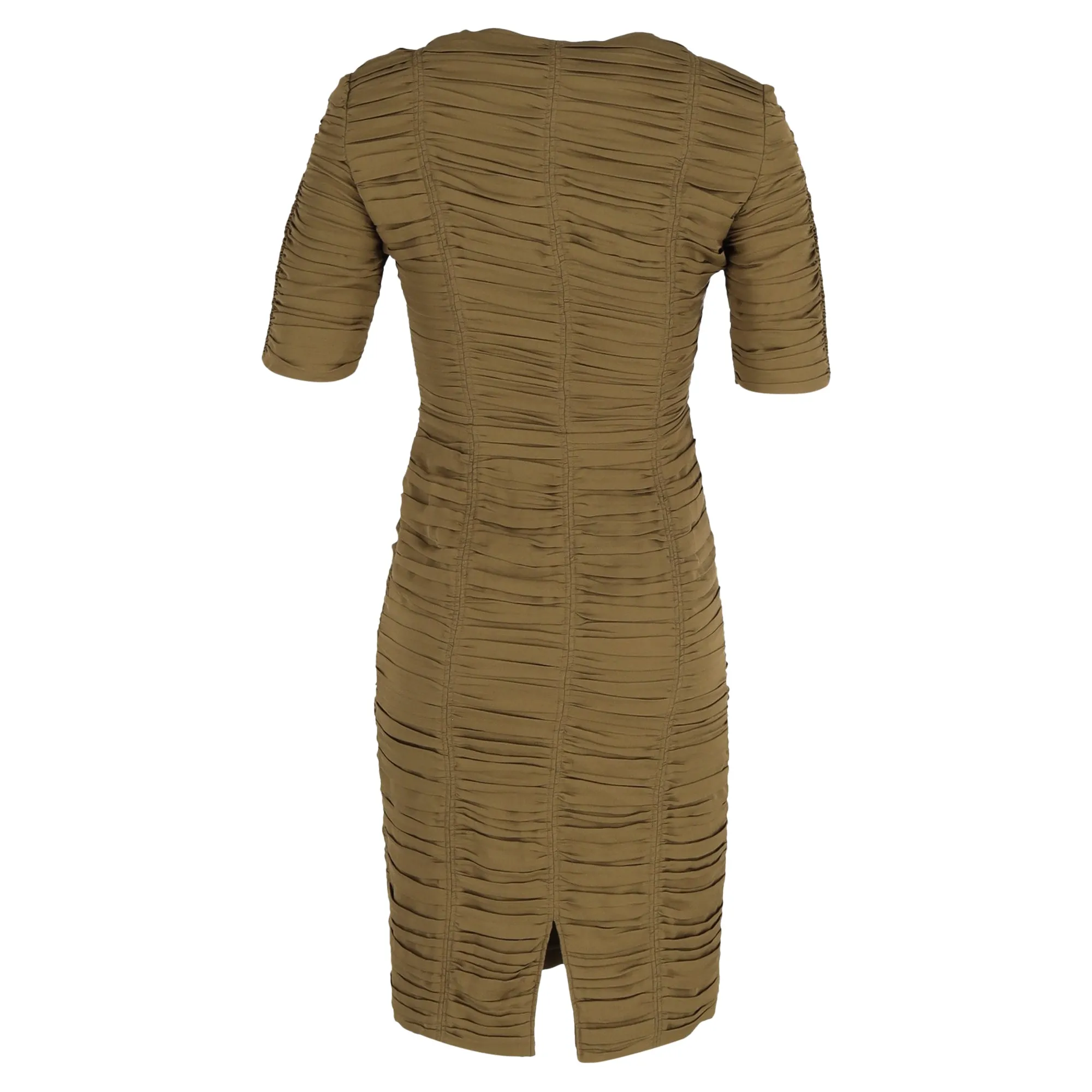 Burberry Mini Ruched Half-Zipped Dress in Brown Viscose