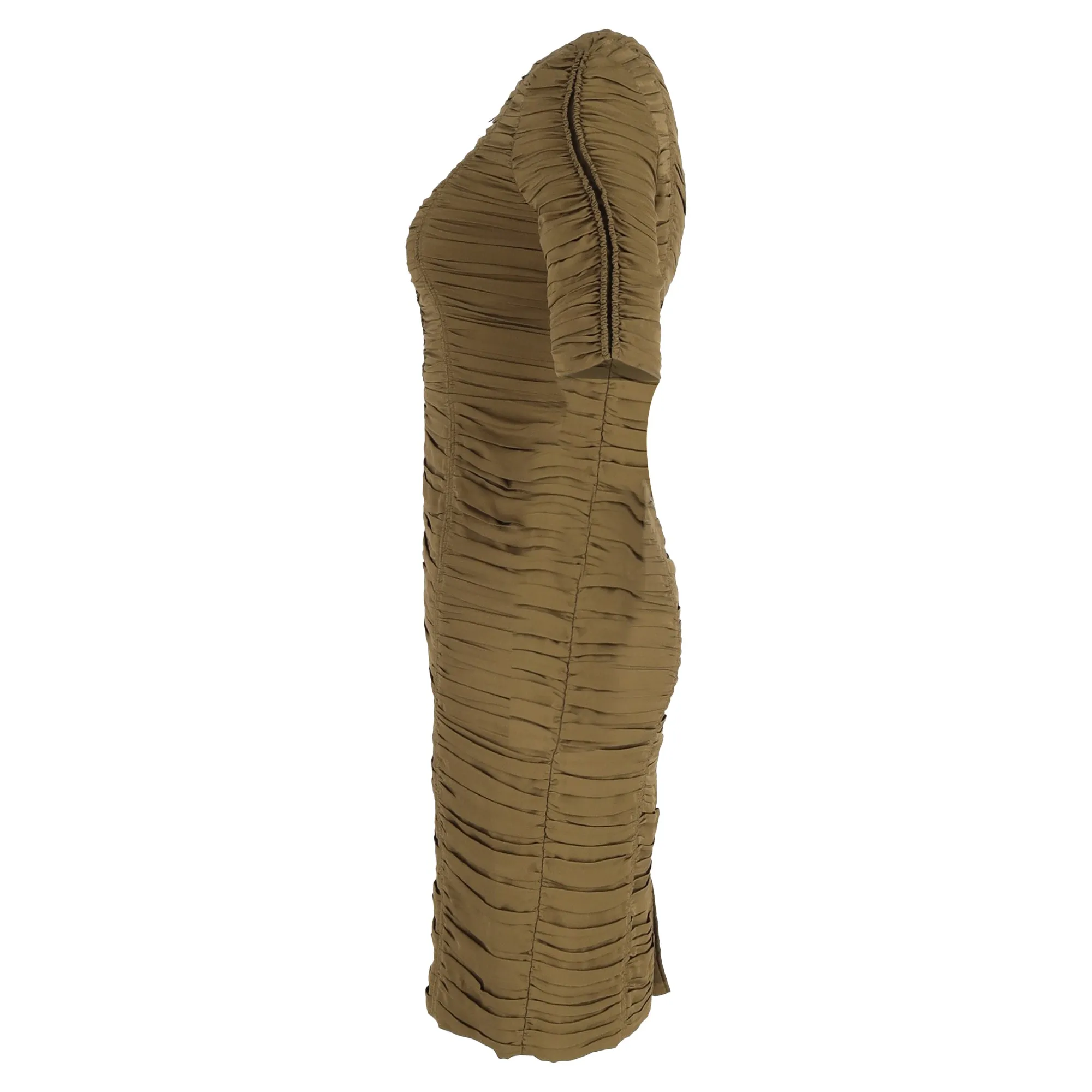 Burberry Mini Ruched Half-Zipped Dress in Brown Viscose