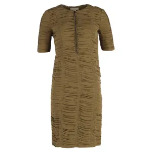 Burberry Mini Ruched Half-Zipped Dress in Brown Viscose