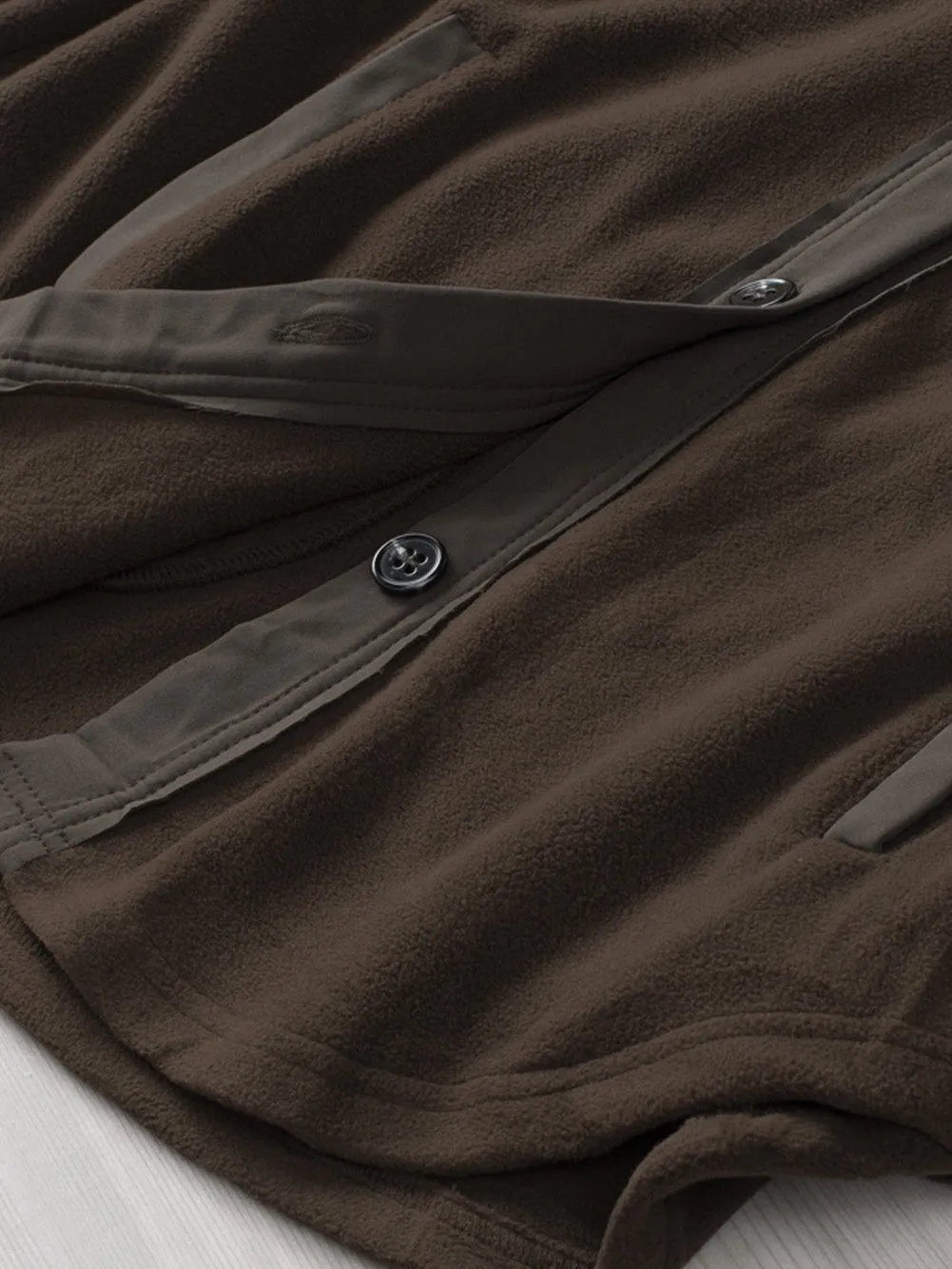 Button-Up Fleece Jacket in Brown