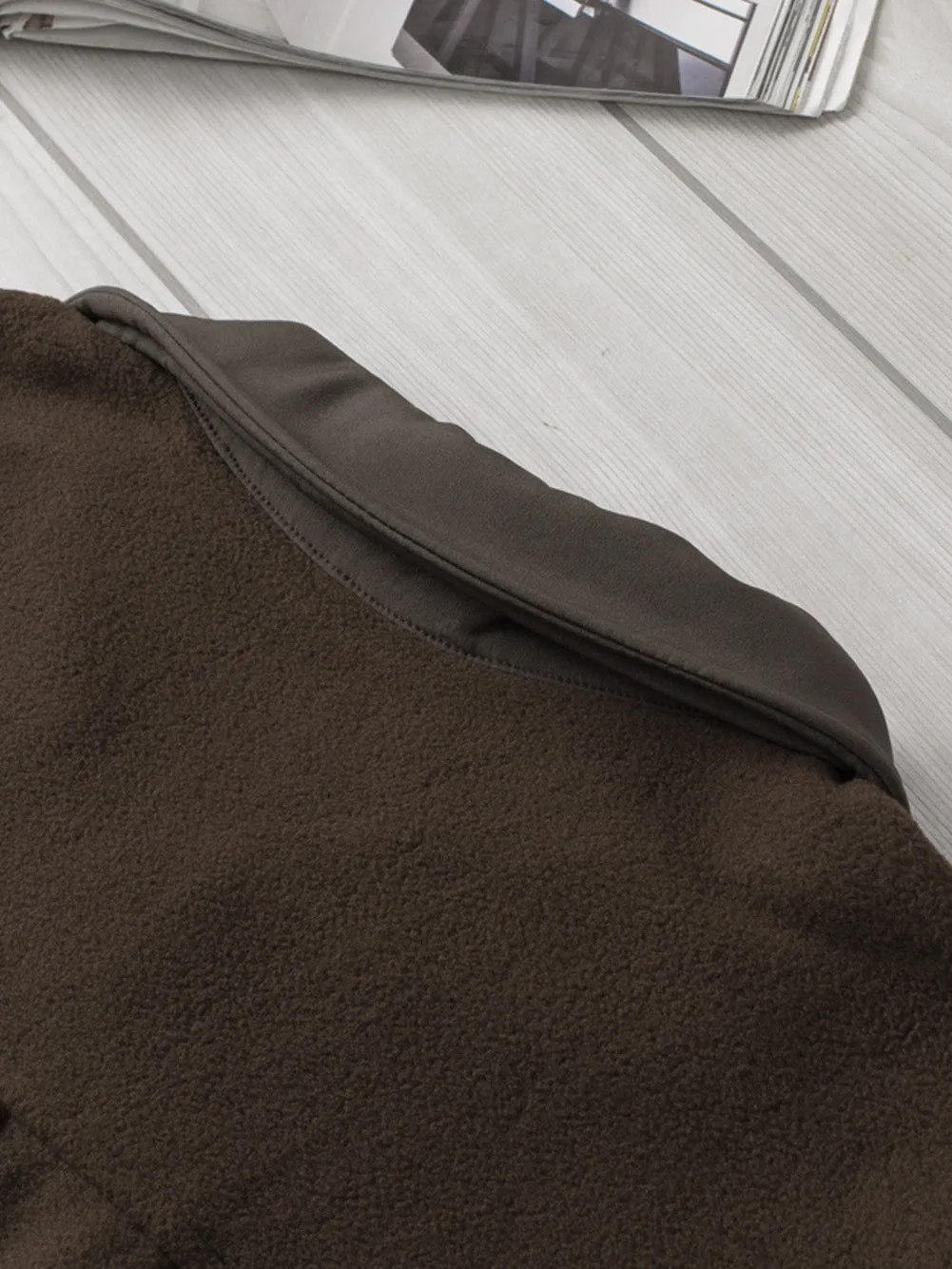 Button-Up Fleece Jacket in Brown