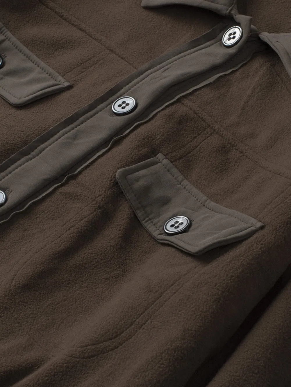 Button-Up Fleece Jacket in Brown