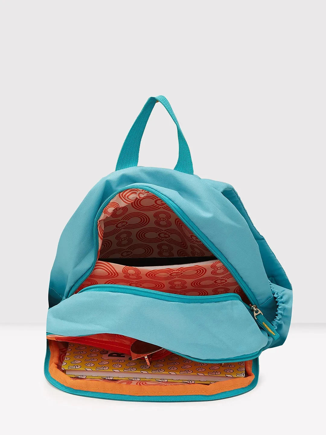 Caprese Xenia Backpack Medium Dual Compartment Turquoise Printed