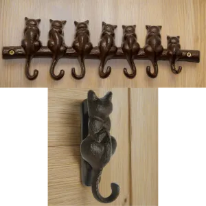 Cast Iron Keyhook 7 Cats Tails and matching Door Knocker Gift Set Home