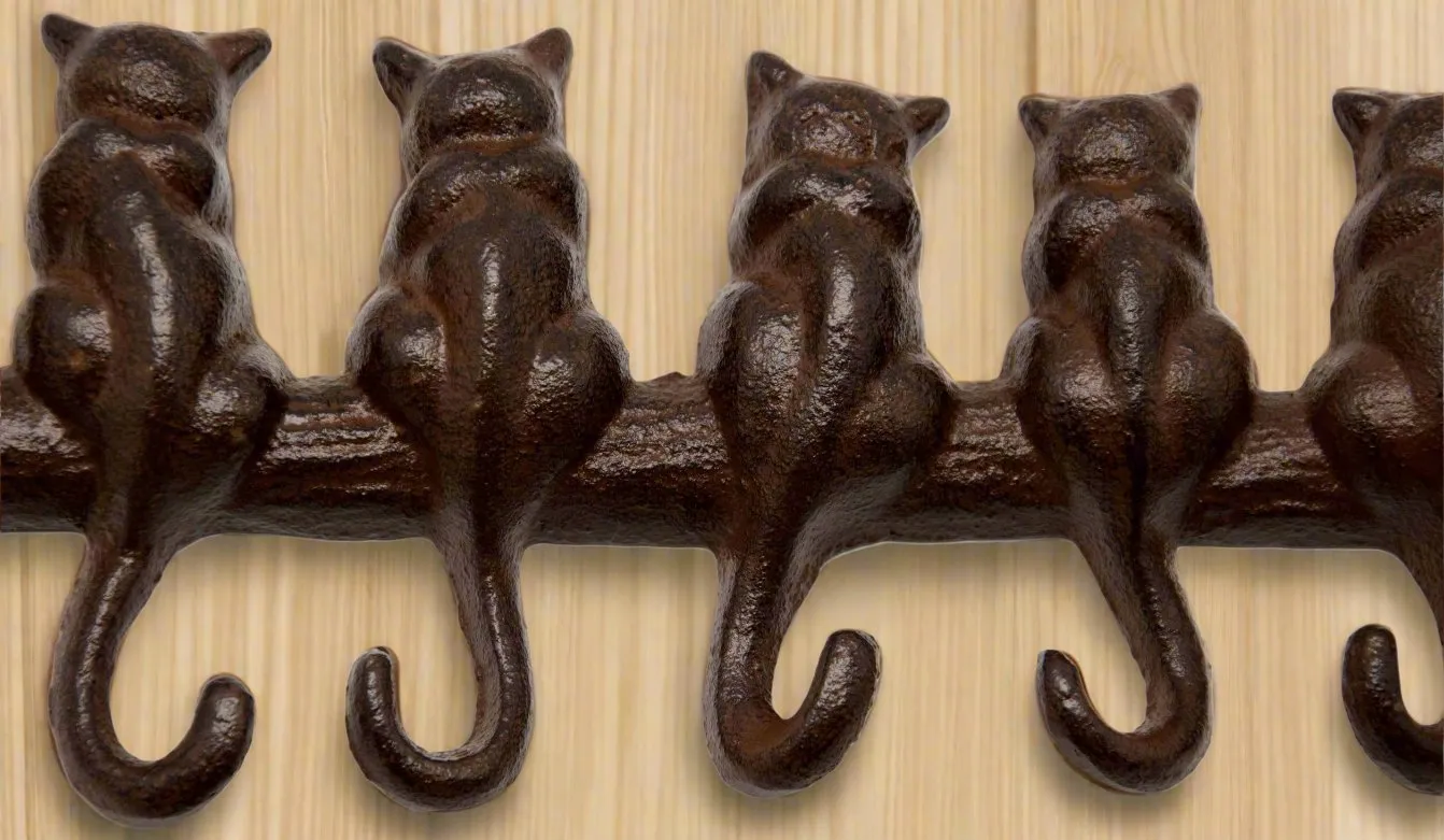 Cast Iron Keyhook 7 Cats Tails and matching Door Knocker Gift Set Home