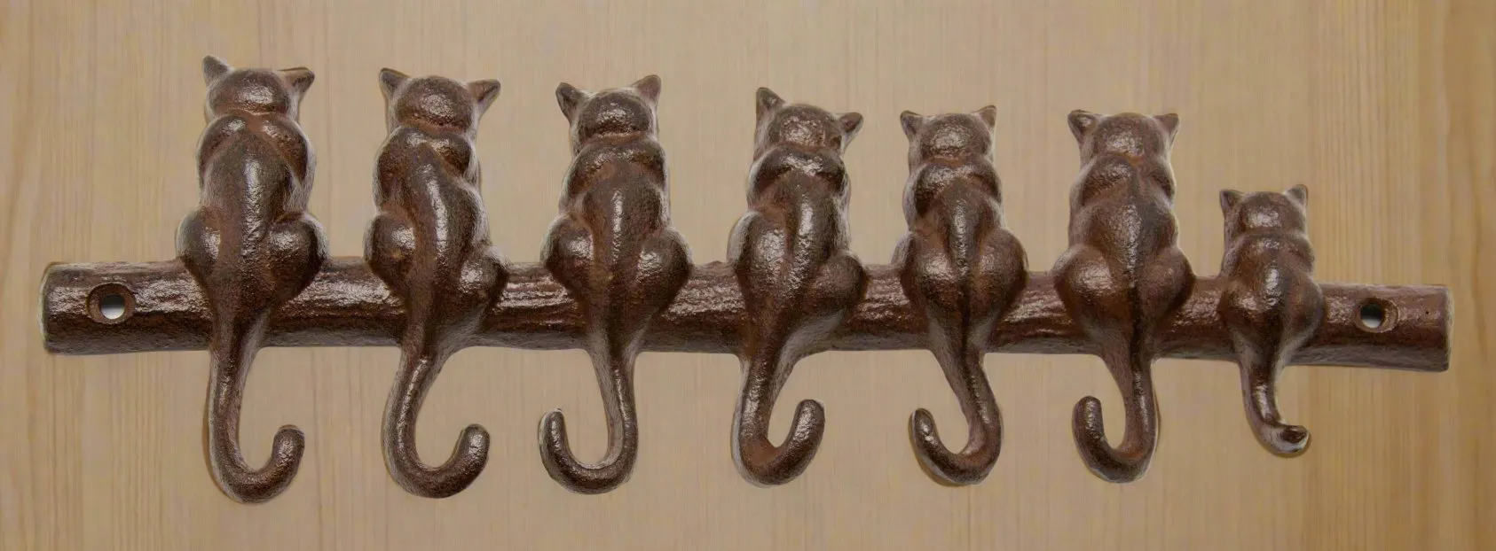 Cast Iron Keyhook 7 Cats Tails and matching Door Knocker Gift Set Home