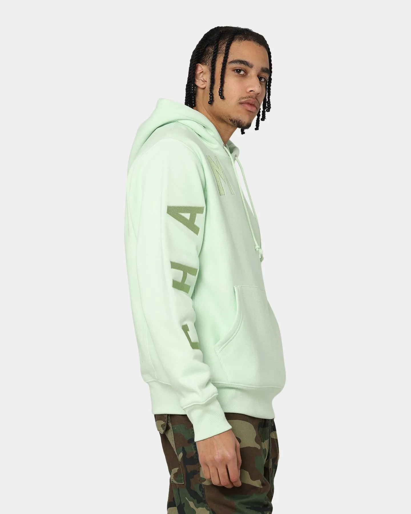 Champion Reverse Weave Arch Logo Hoodie Tuft Green
