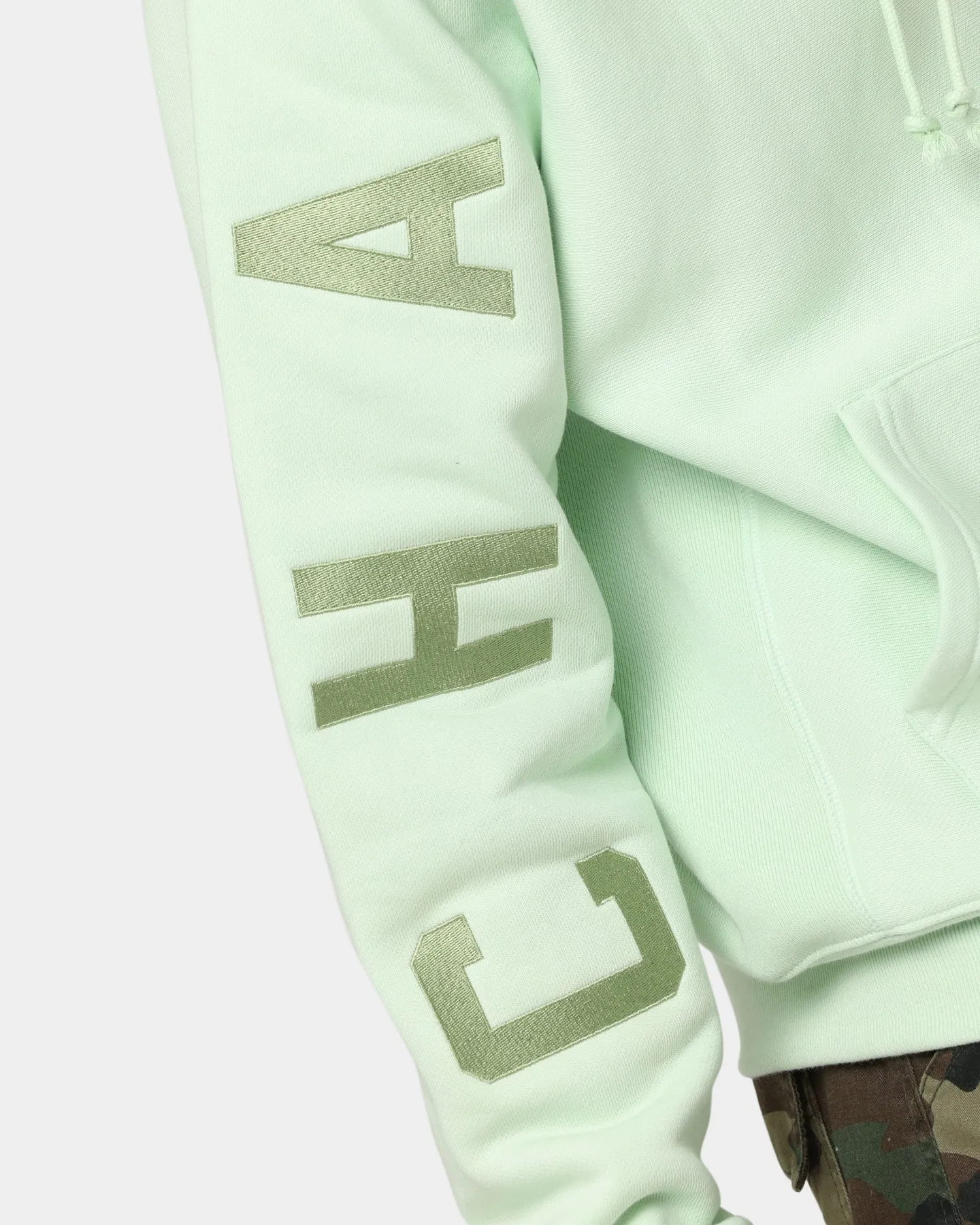 Champion Reverse Weave Arch Logo Hoodie Tuft Green