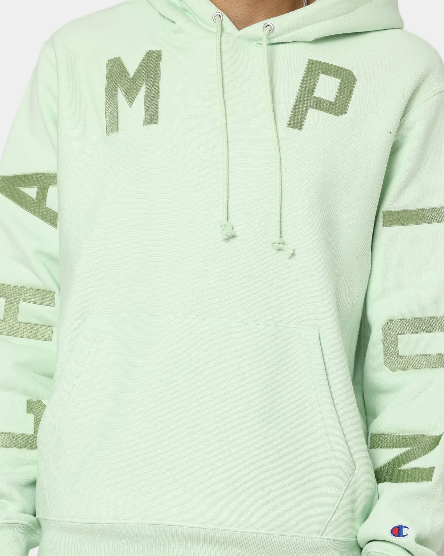 Champion Reverse Weave Arch Logo Hoodie Tuft Green