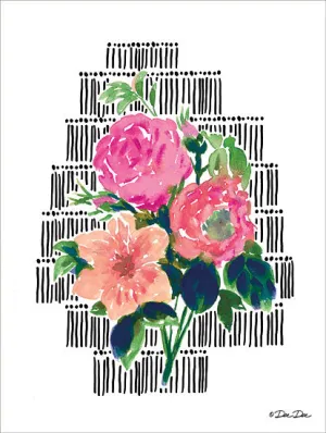 DD1646 - Watercolor Floral with Black Lines - 12x16