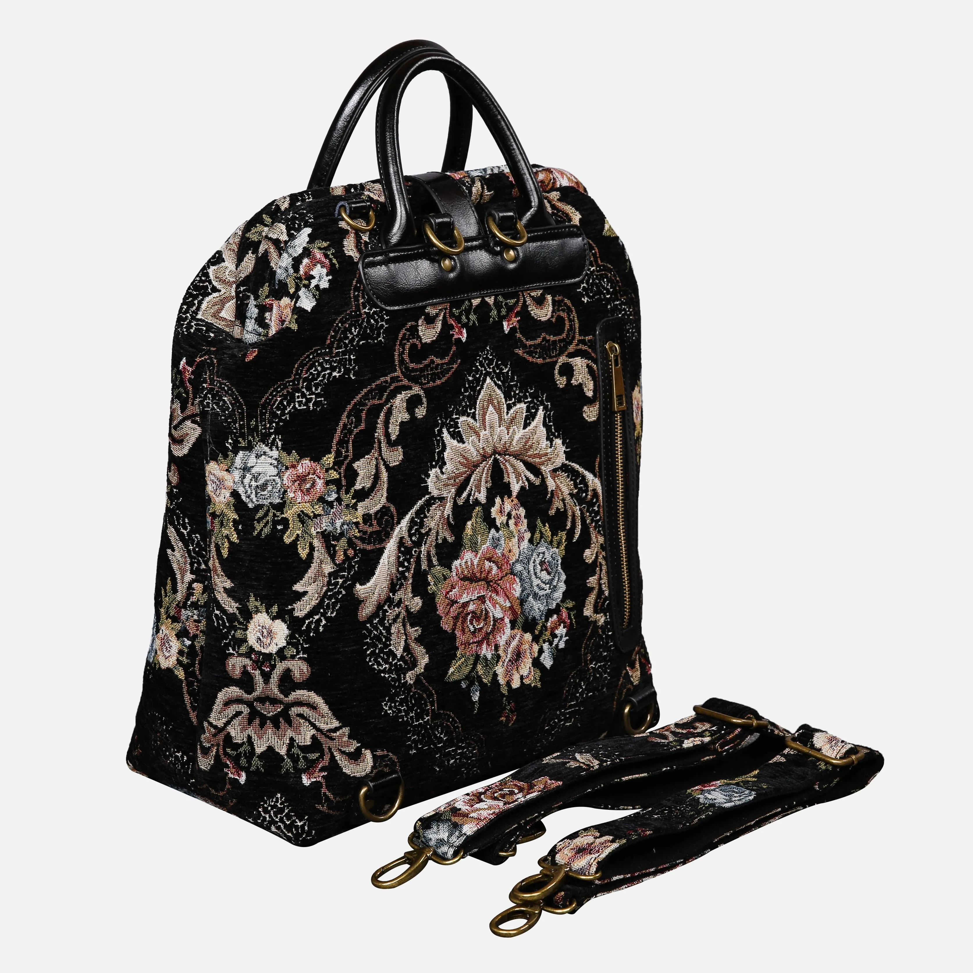 Floral Black Carpet Laptop Backpack