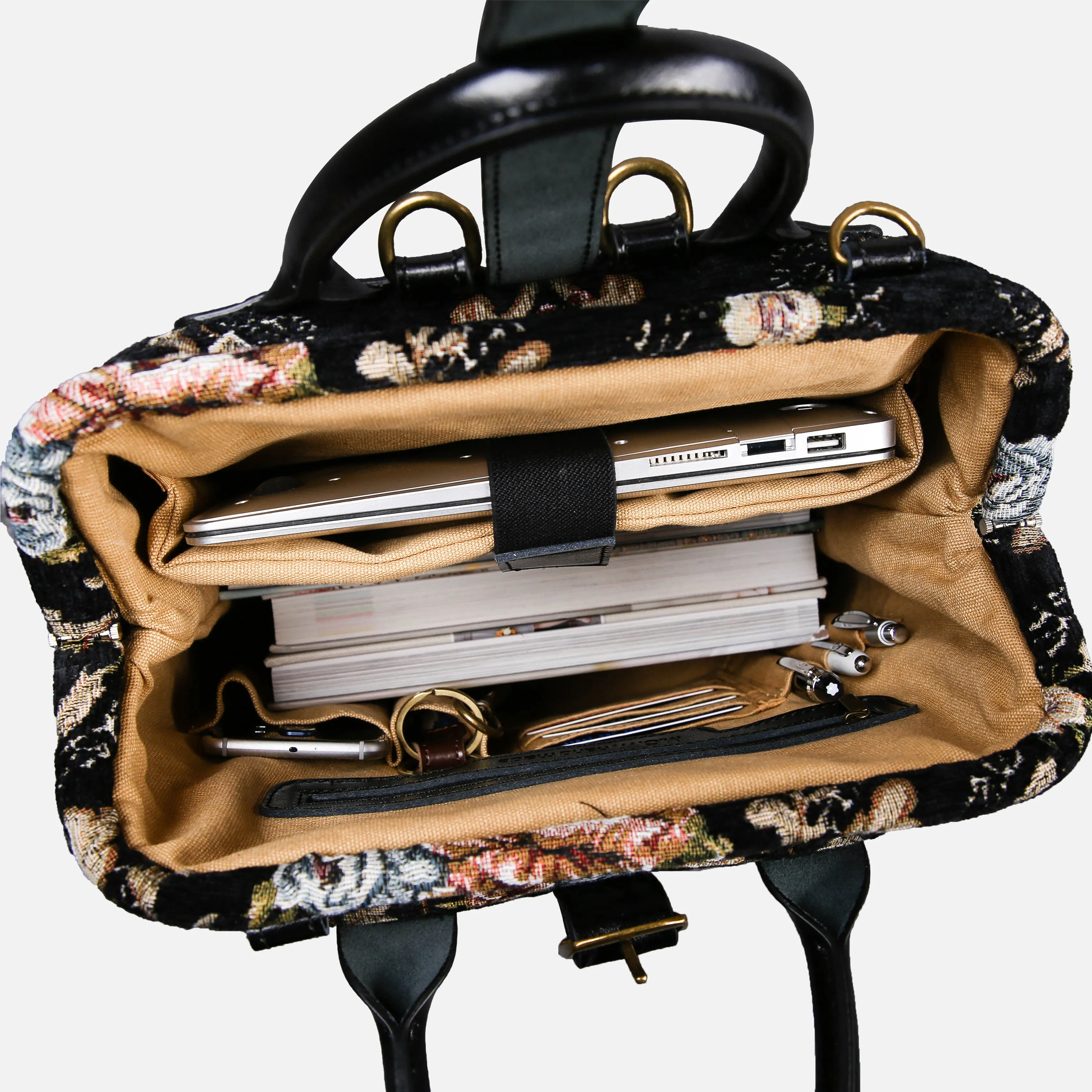 Floral Black Carpet Laptop Backpack