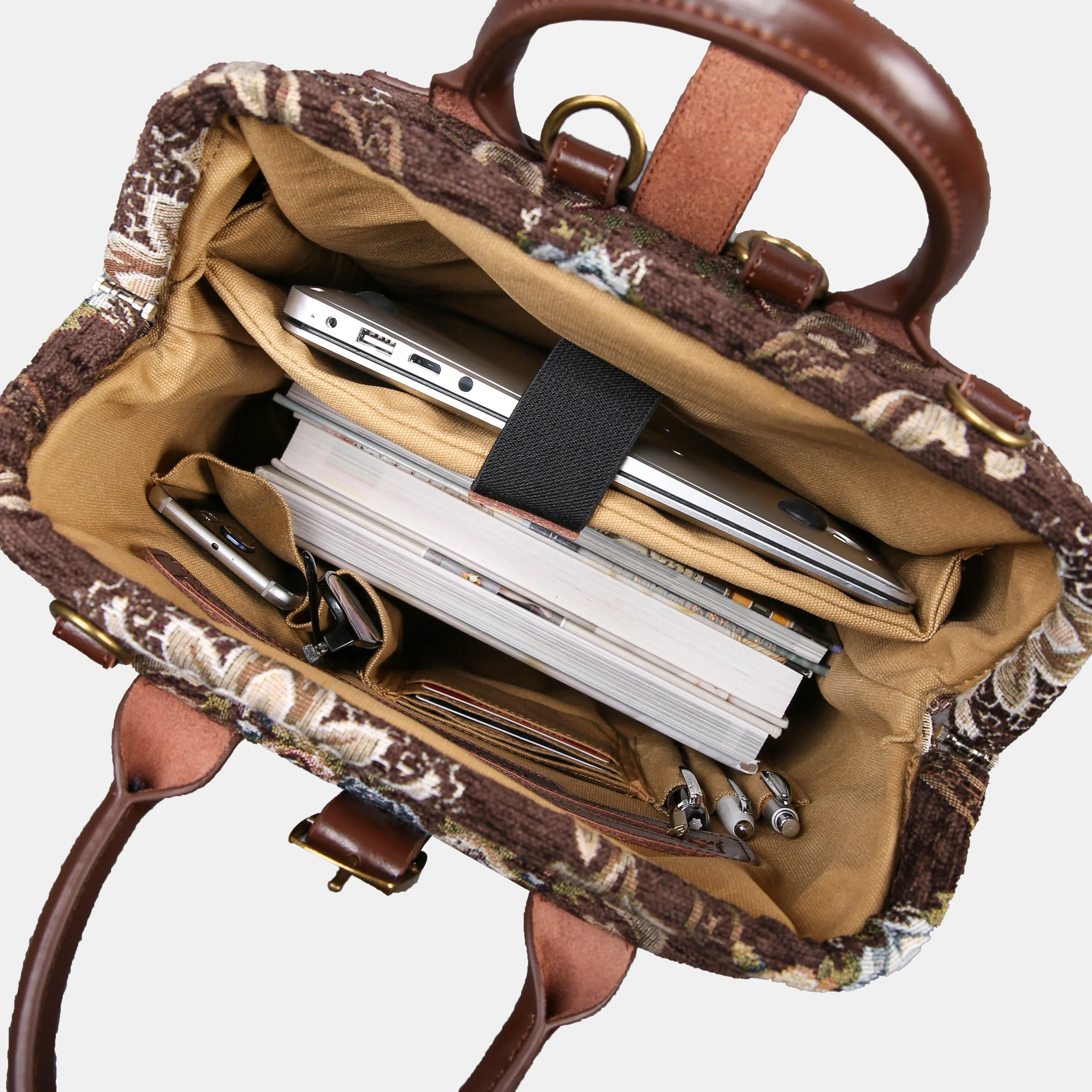 Floral Coffee Carpet Laptop Backpack