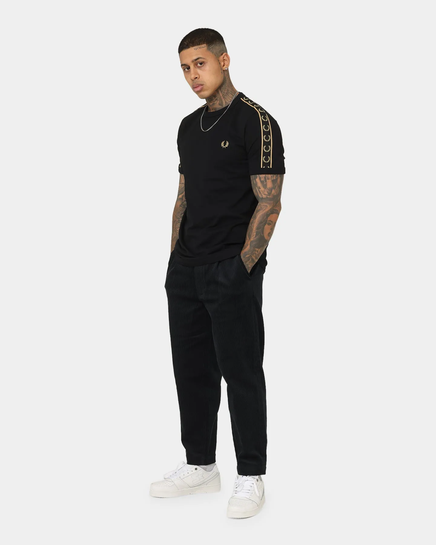 Fred Perry Contrast Tape Ringer T-Shirt Black/1964 Gold