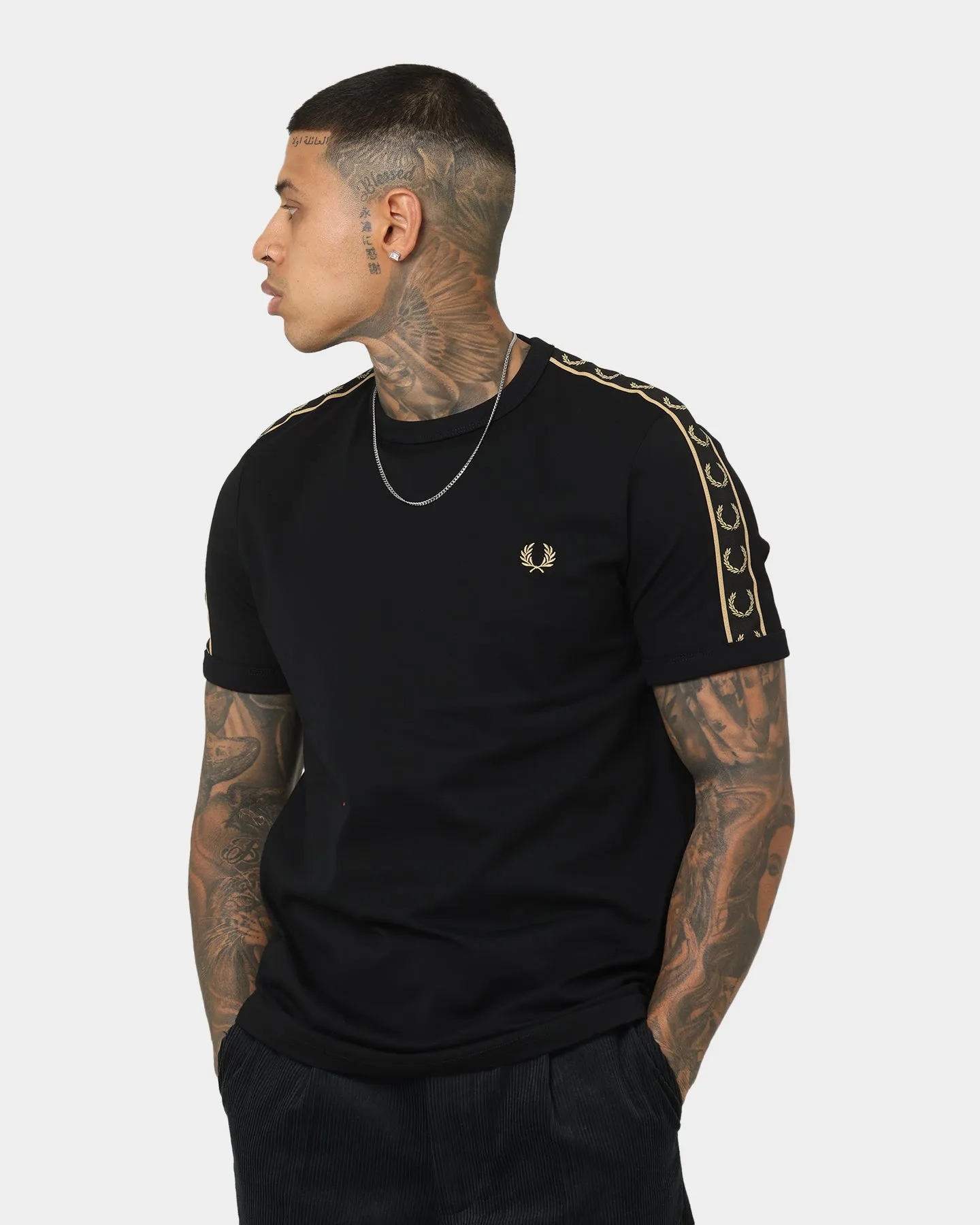 Fred Perry Contrast Tape Ringer T-Shirt Black/1964 Gold