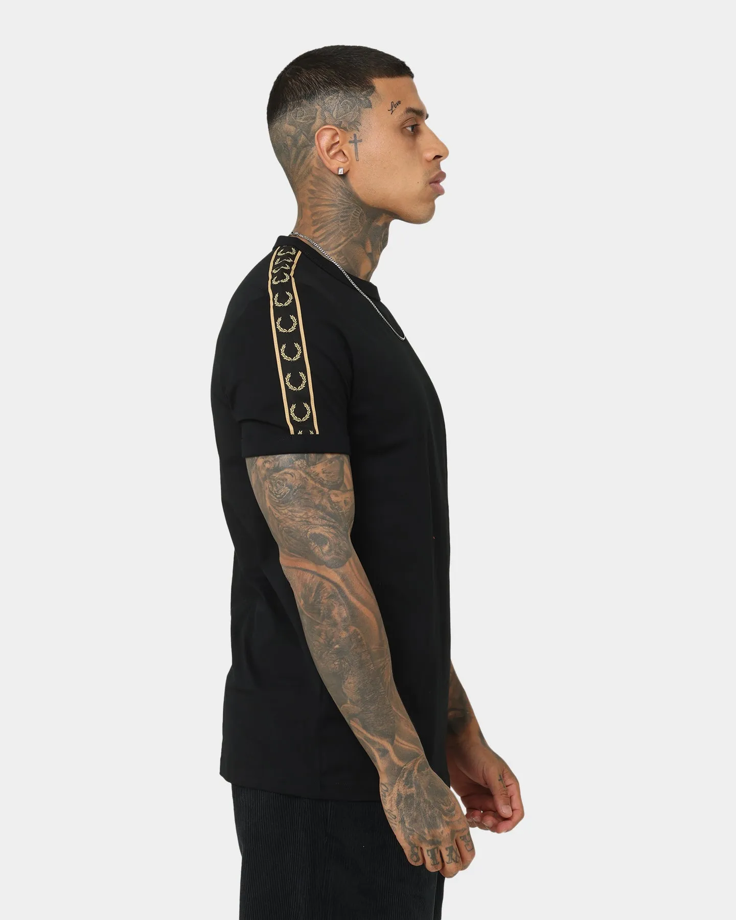 Fred Perry Contrast Tape Ringer T-Shirt Black/1964 Gold