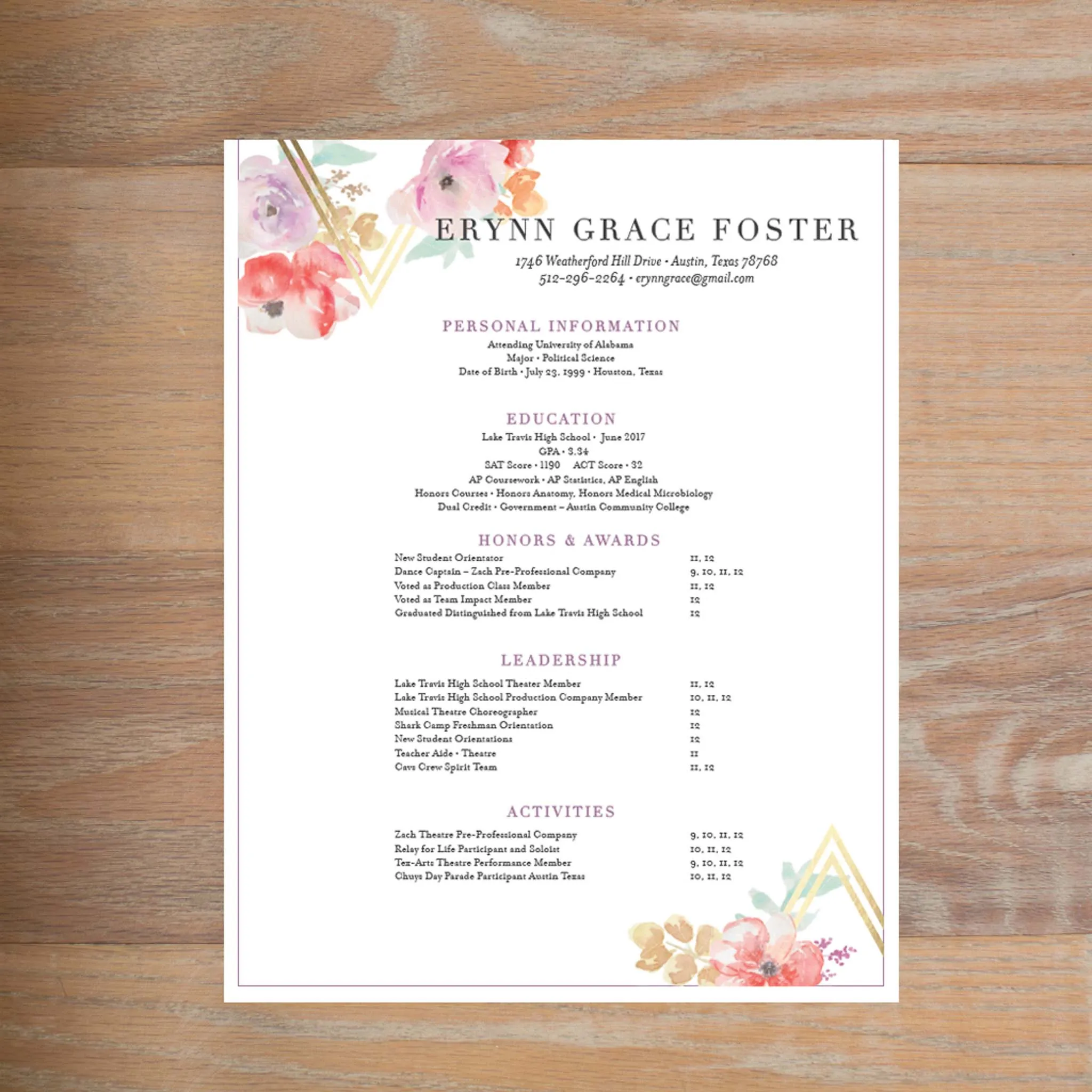 Geometric Bouquet Custom Letterhead