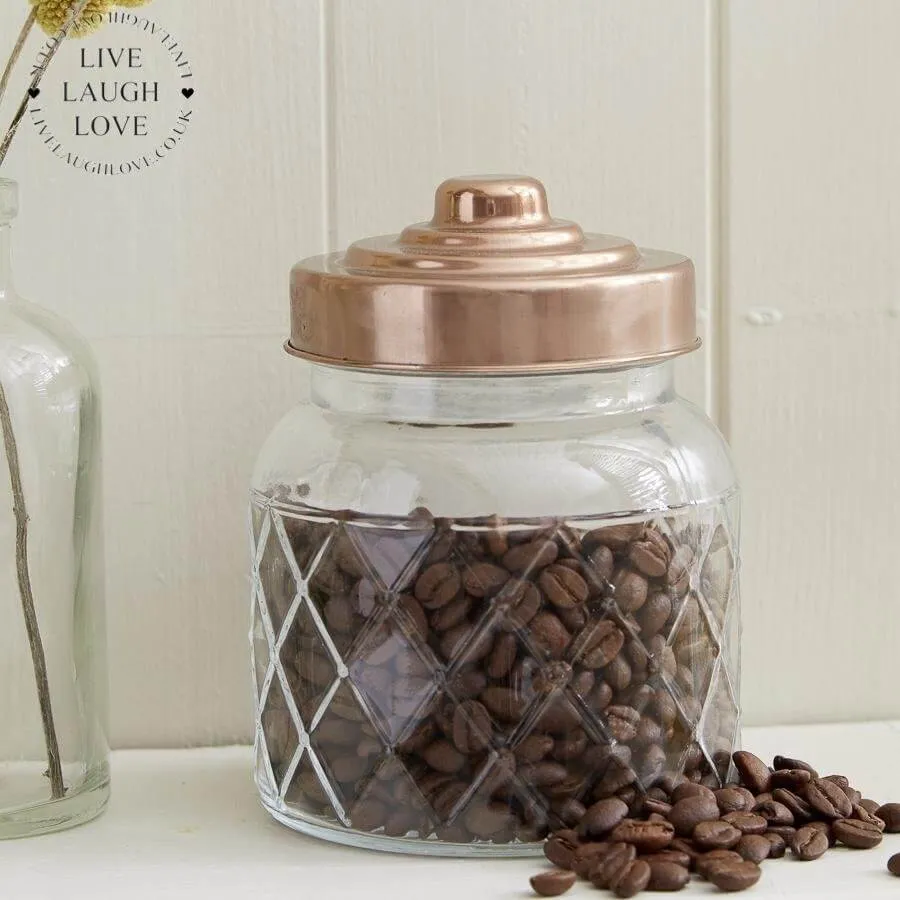 Glass Storage Jar W/ Copper Lid