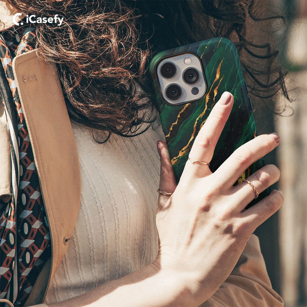 Green Golden Marble Phone Case iPhone Samsung Pixel & More