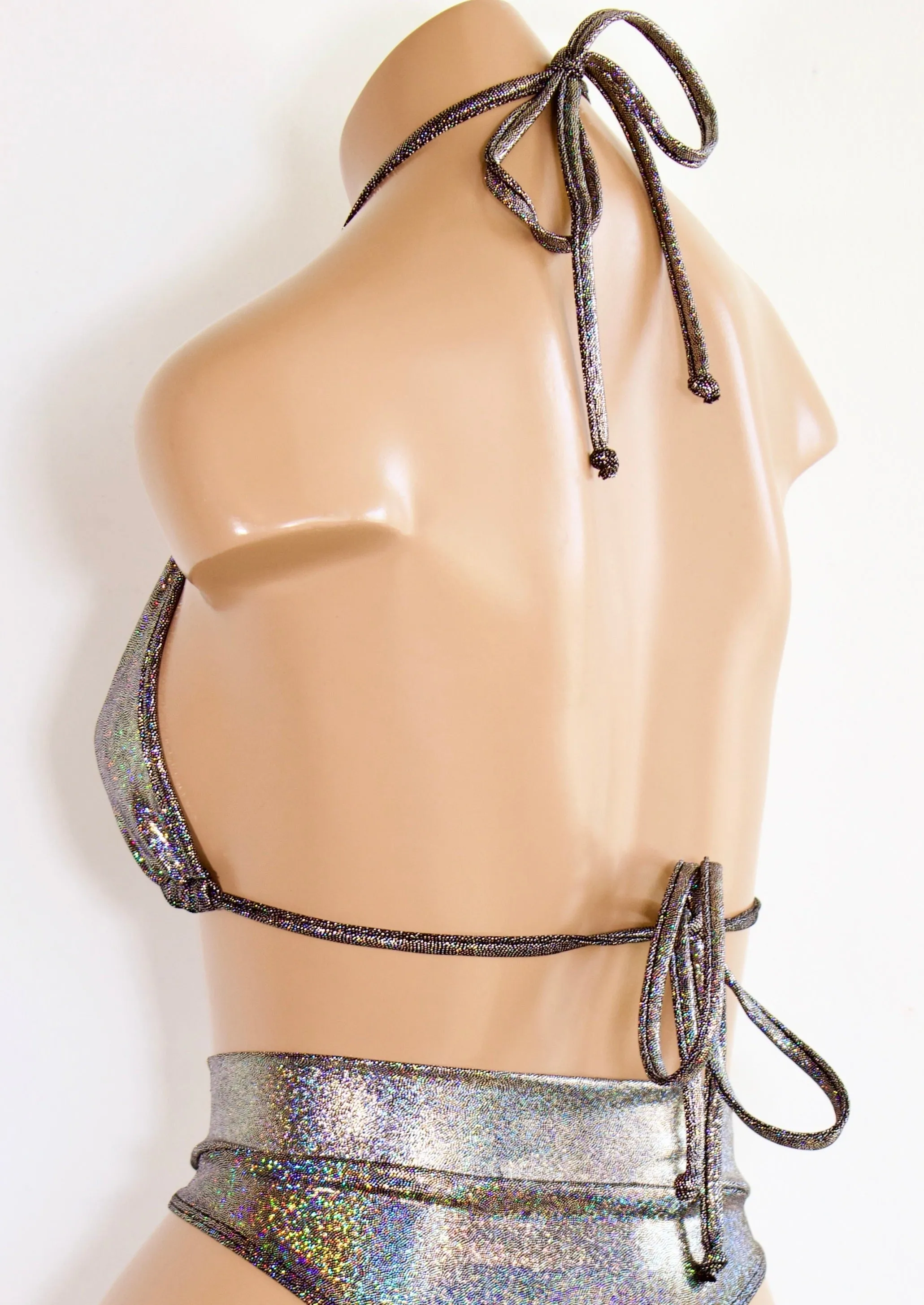 Hologram Triangle Bikini Top in Silver