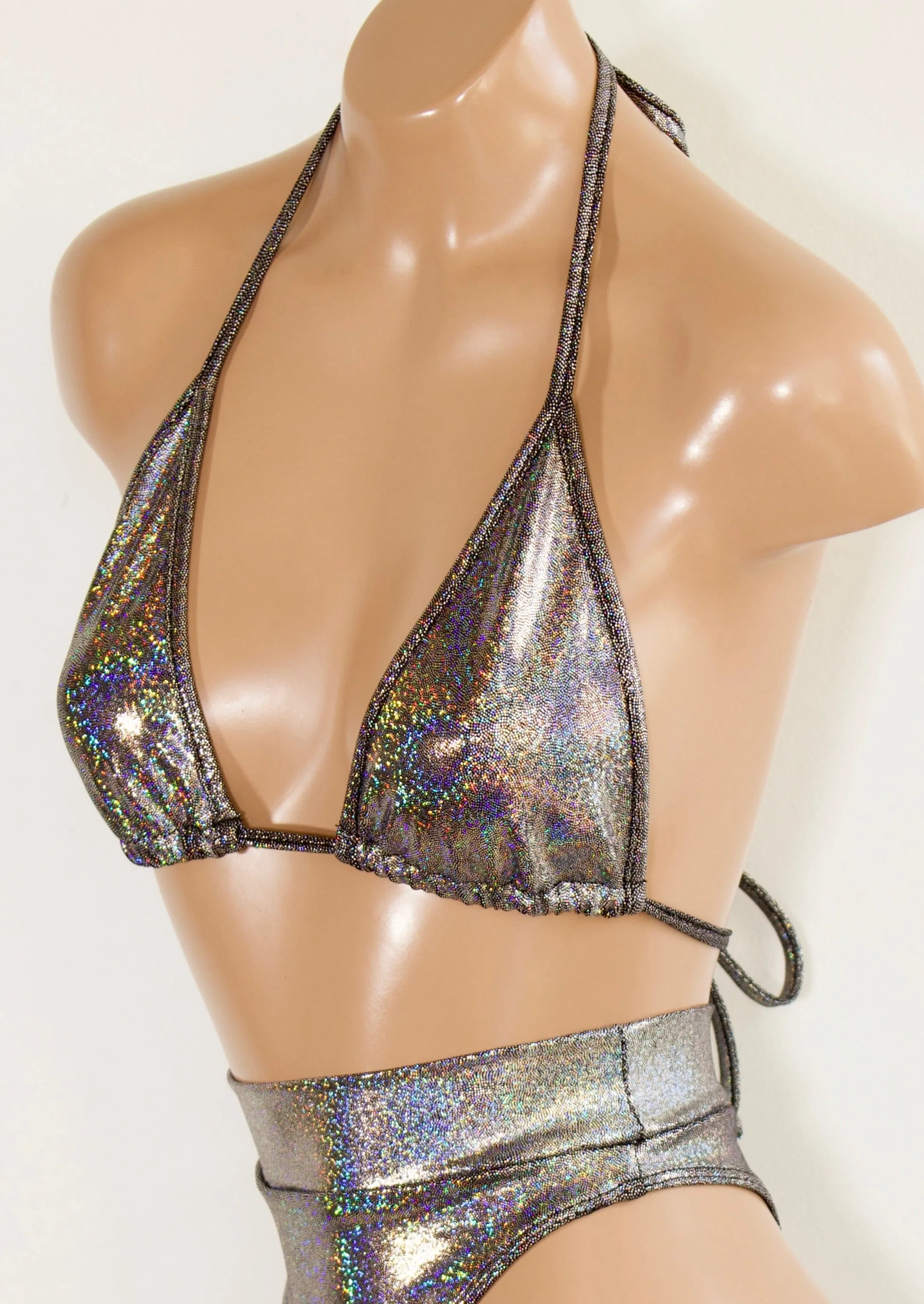 Hologram Triangle Bikini Top in Silver