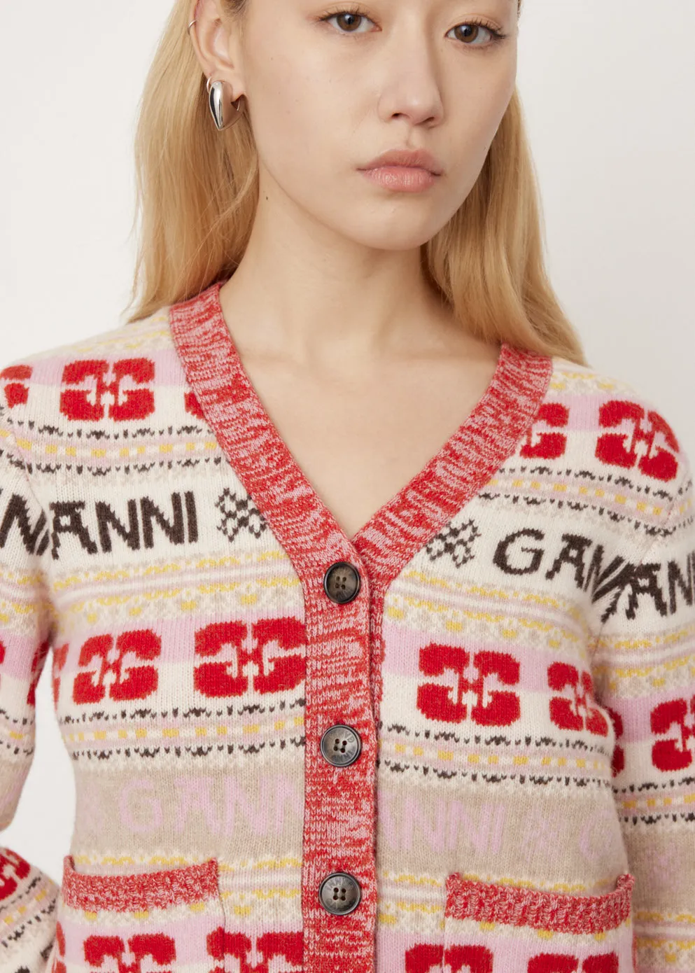Logo Wool Mix Cardigan