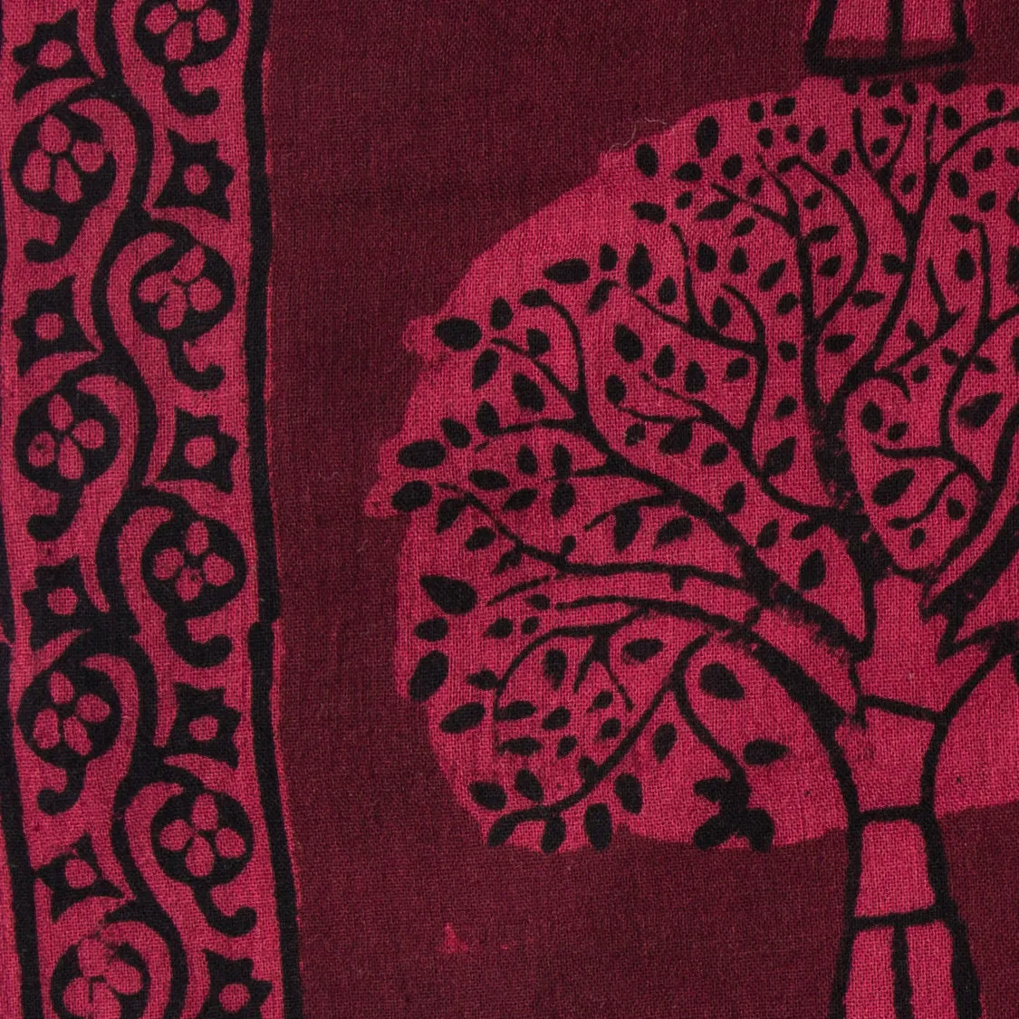 Maroon & Black Bagh Handblock Printed Cotton Fabric