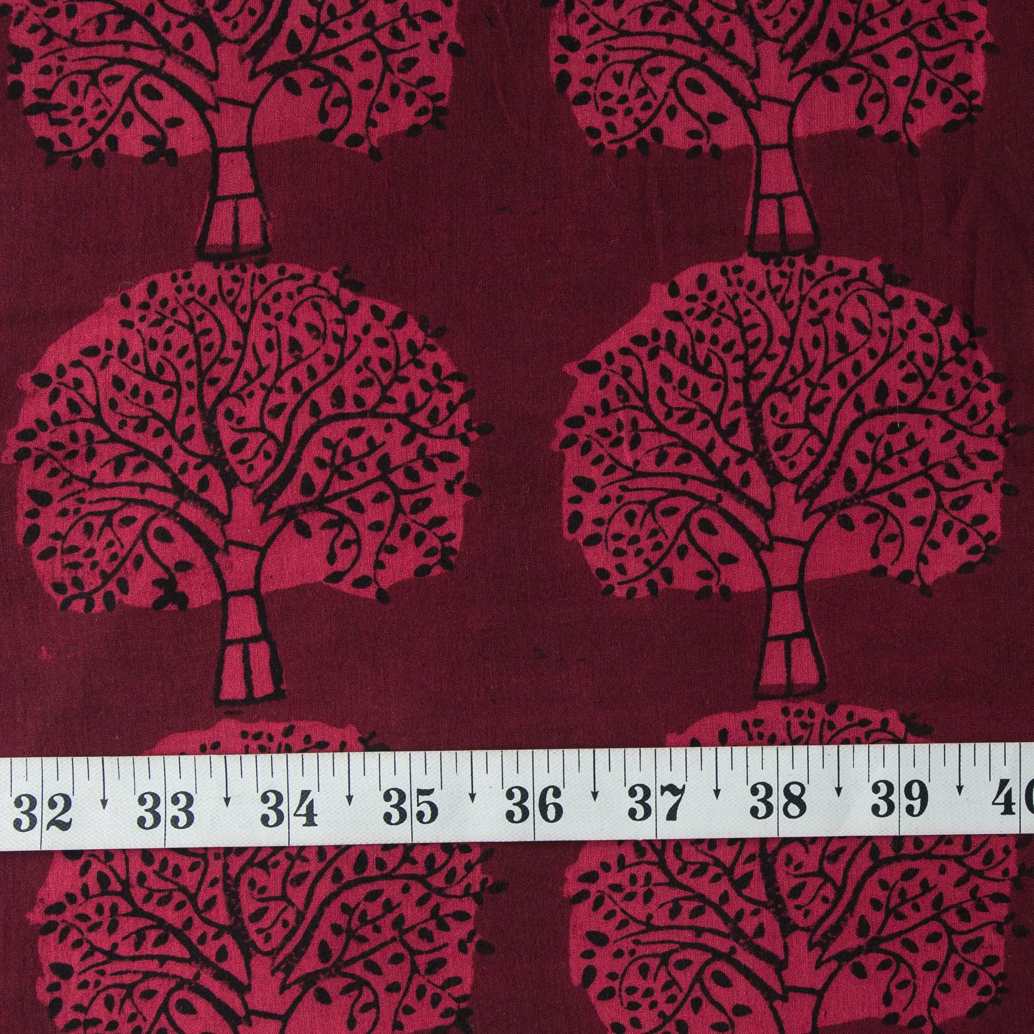 Maroon & Black Bagh Handblock Printed Cotton Fabric