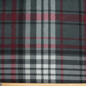 Maroon & Grey Checks Printed Polar Fleece Design 237