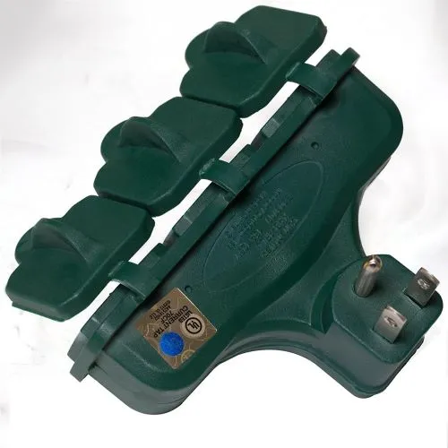 Master Electrician KAB-3FLU Green Outdoor 3-Way Electrical Outlet Plug Adapter With Weatherproof Covers - Quantity of 1