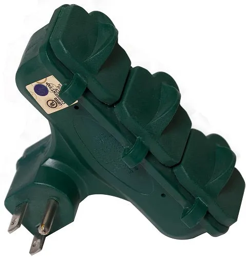 Master Electrician KAB-3FLU Green Outdoor 3-Way Electrical Outlet Plug Adapter With Weatherproof Covers - Quantity of 1