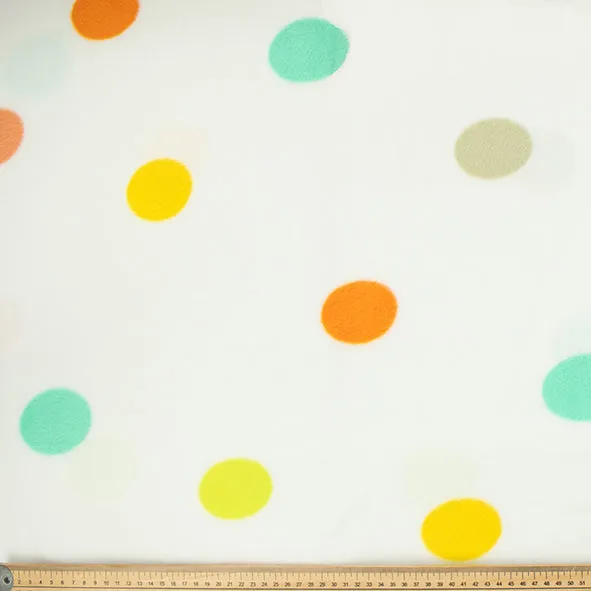 Multi Colour Big Dots on White Printed Polar Fleece DSN #6