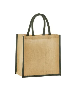 Natural/Olive Green - Natural starched jute mini gift bag