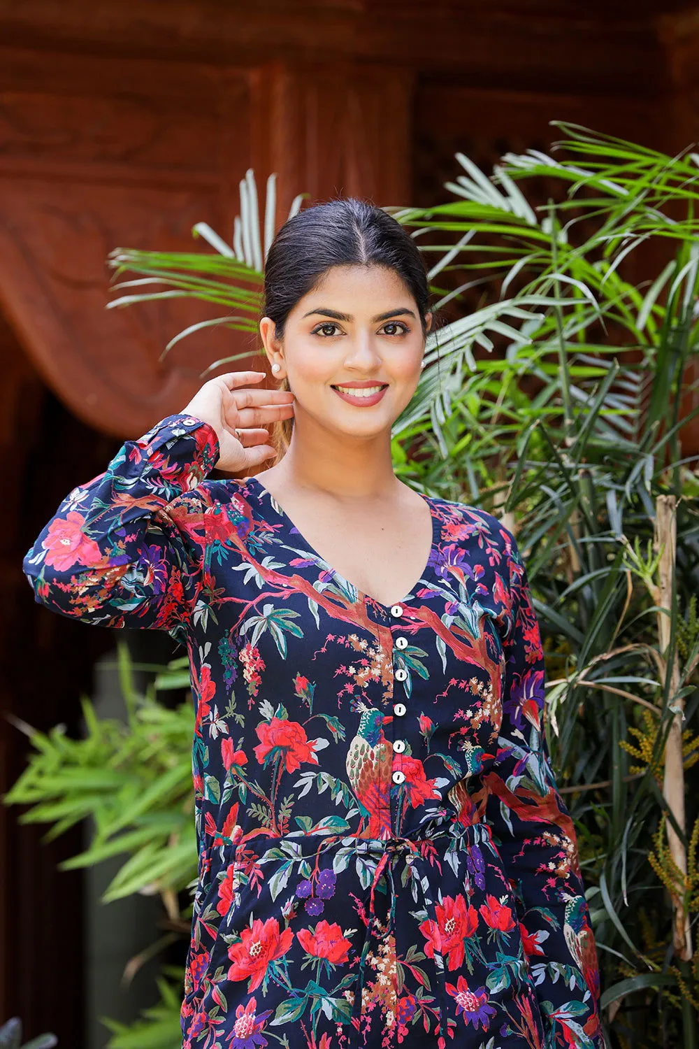 Navy Blue Floral Print Playsuit (pack of 1)