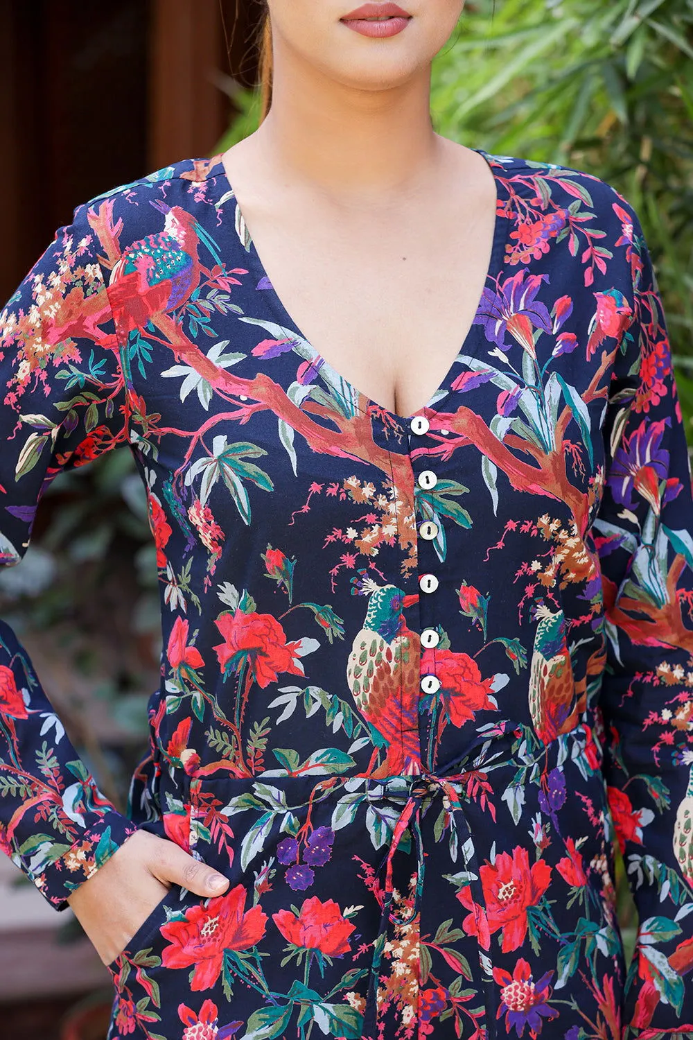 Navy Blue Floral Print Playsuit (pack of 1)