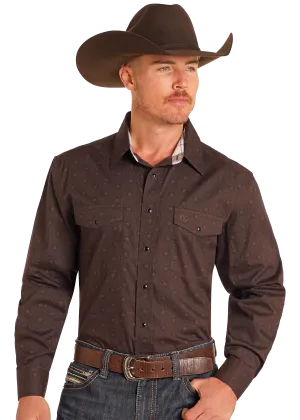 Panhandle Slim® Men's Brown Medallion Print Long Sleeve Snap Front Western Shirt