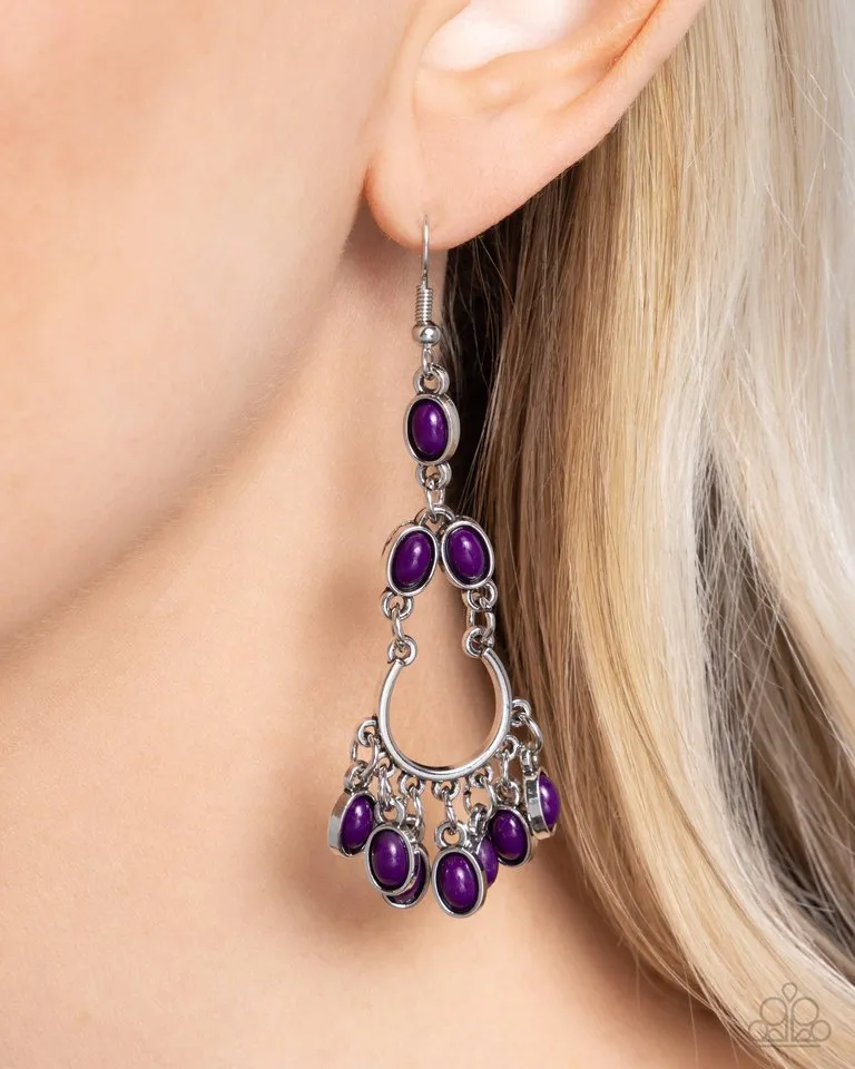 Paparazzi Earring ~ Girly Girl Getup - Purple
